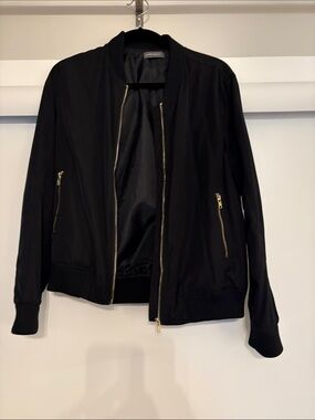 Sans Souci Black Bomber Jacket with Gold Hardware